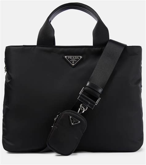 prada leather trimmed tote bag